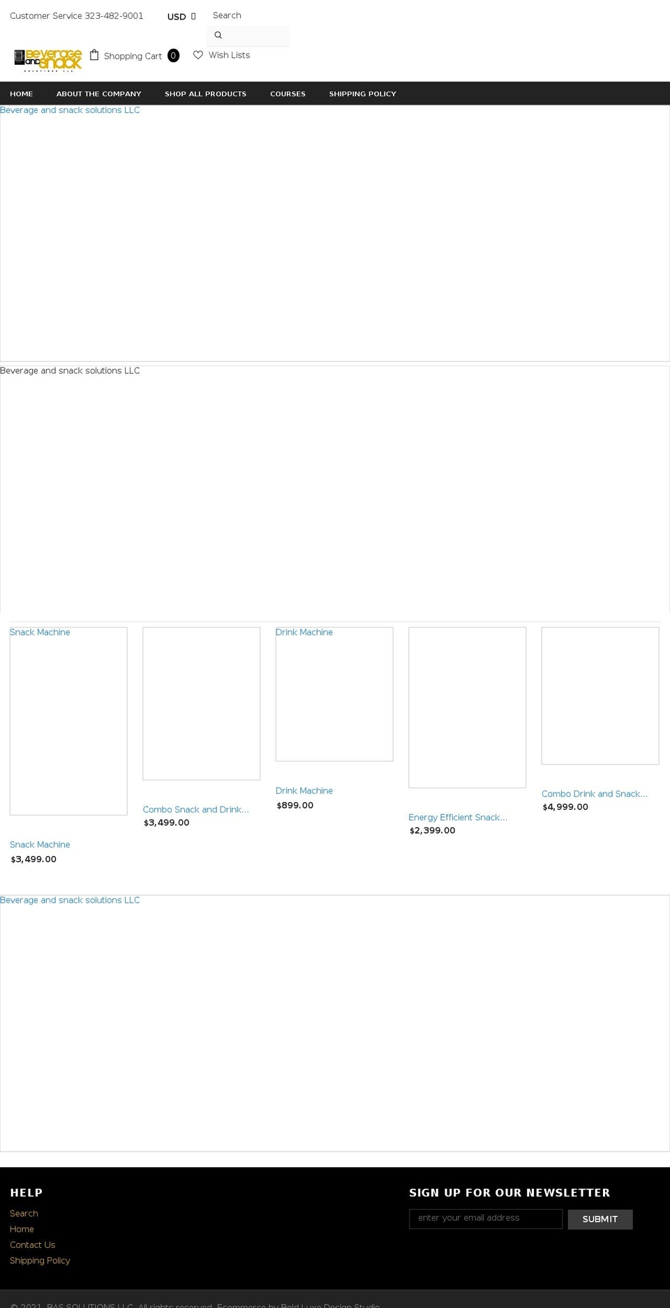 beverageandsnacksolutions.com shopify website screenshot