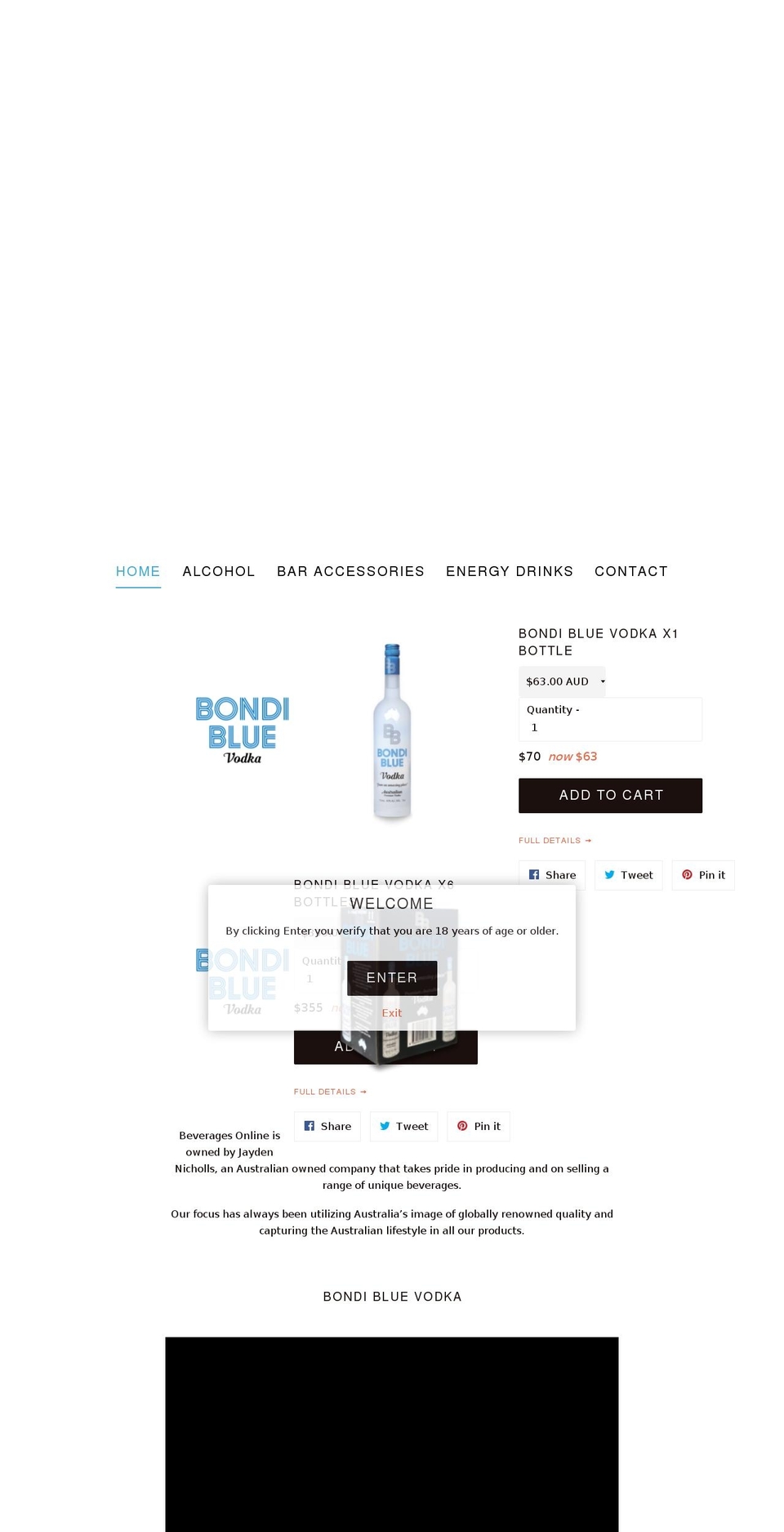 beveragesonline.com.au shopify website screenshot