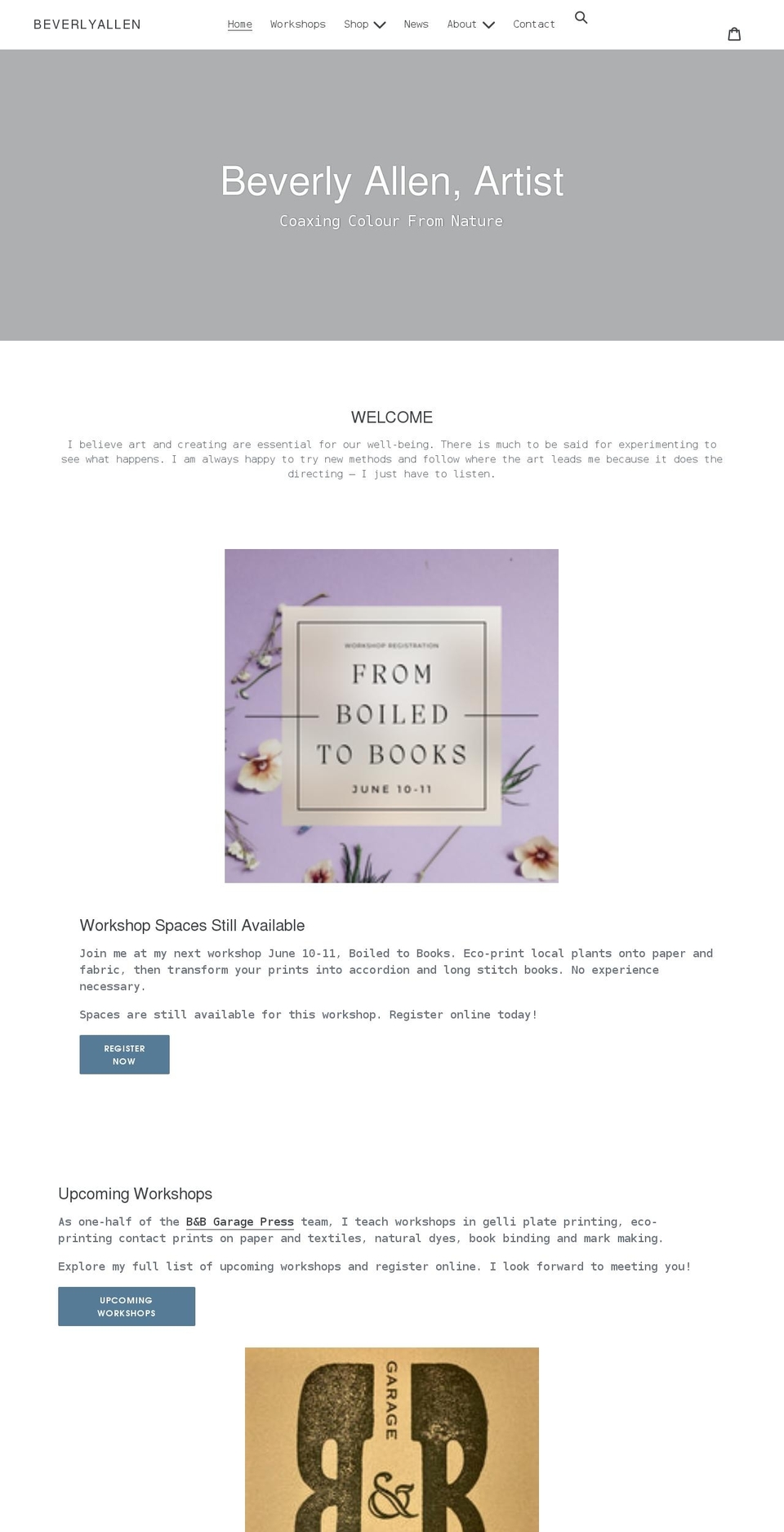 beverlyallenartist.com shopify website screenshot