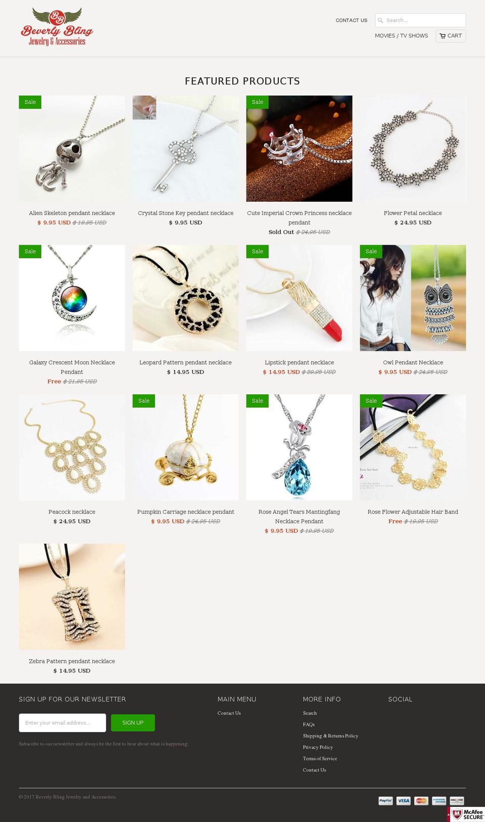 beverlybling.com shopify website screenshot