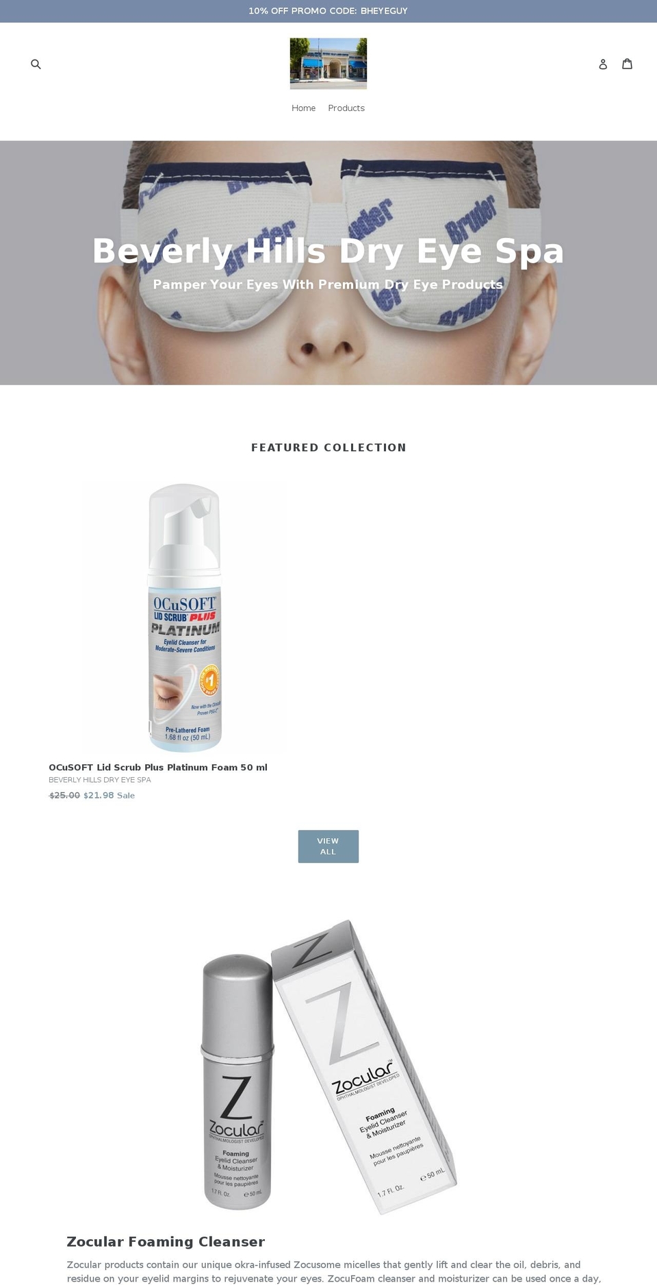 beverlyhillsdryeye.com shopify website screenshot
