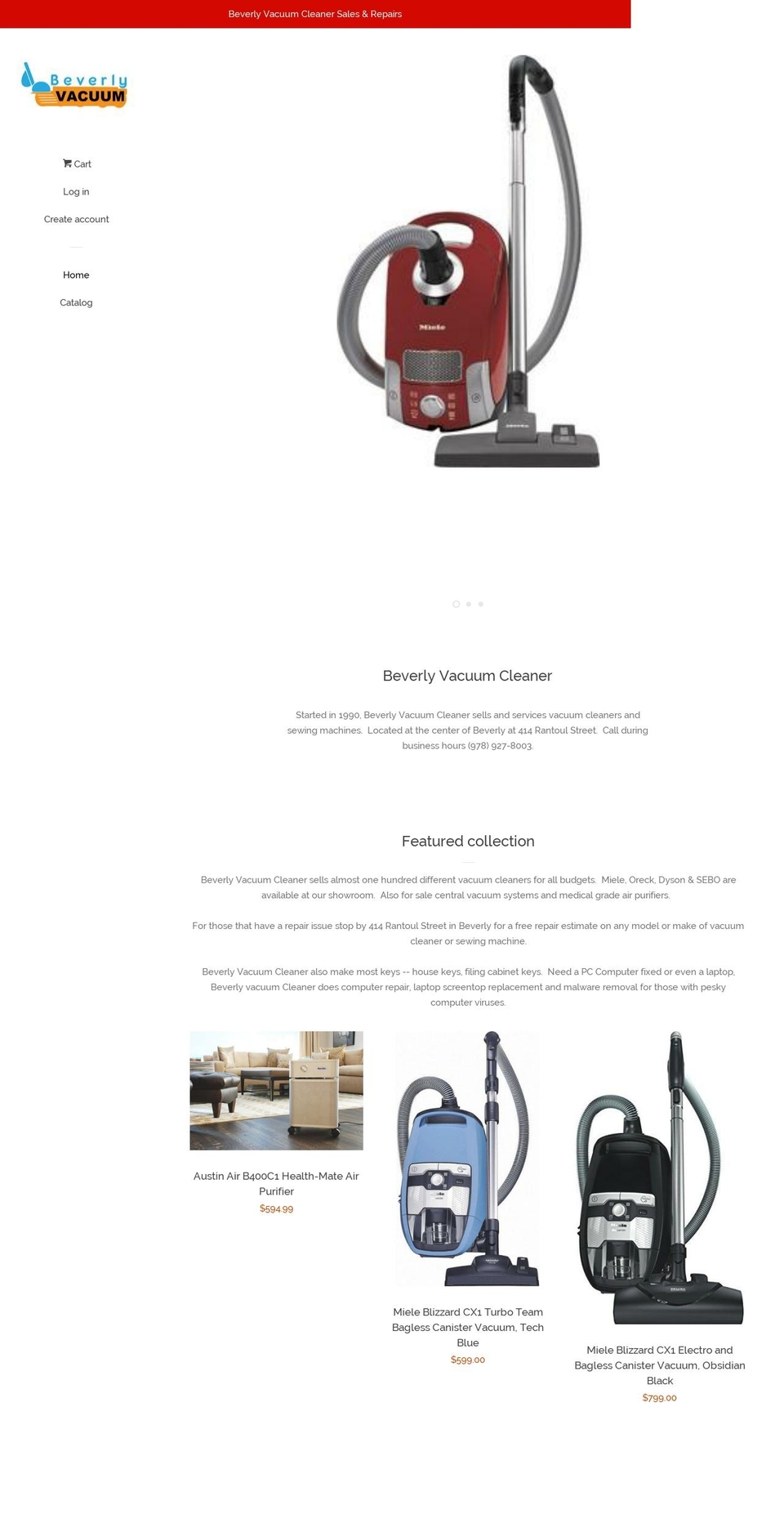 beverlyvacuum.com — Shopify storefront screenshot