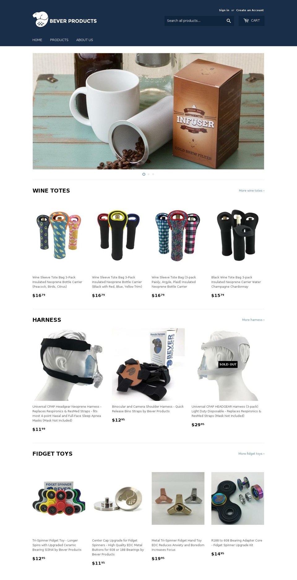 beverproducts.com — Shopify storefront screenshot