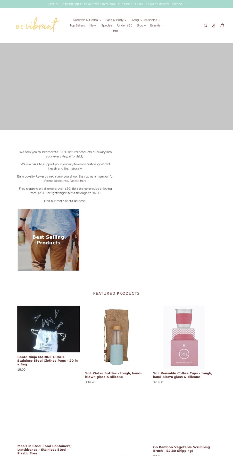 bevibrant.co.nz shopify website screenshot