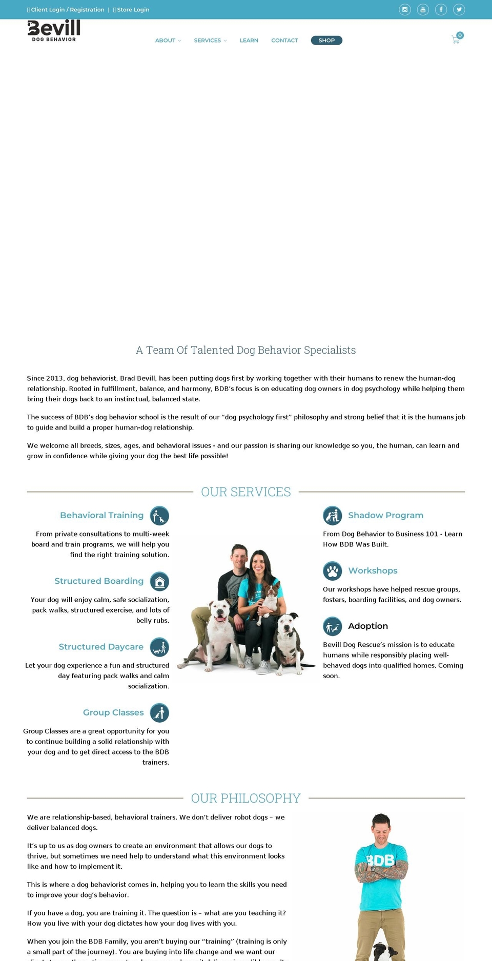 bevilldogbehavior.com shopify website screenshot