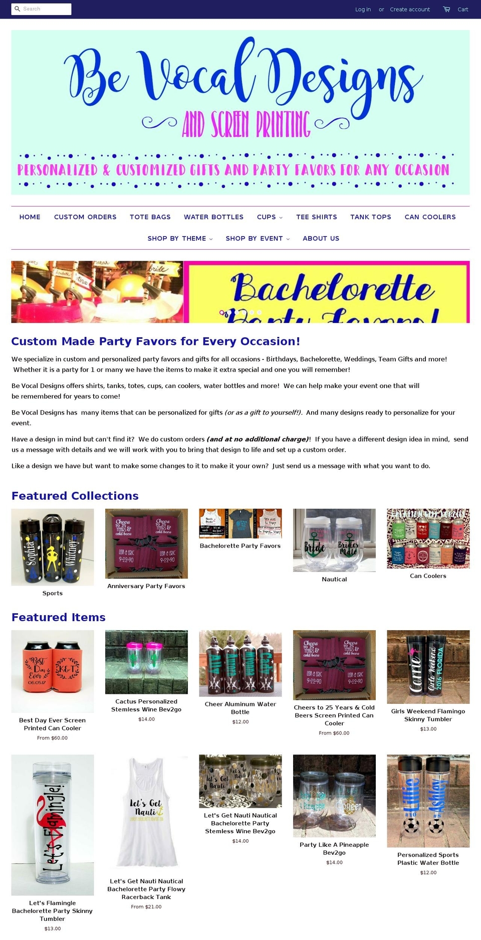 bevocaldesigns.com — Shopify storefront screenshot