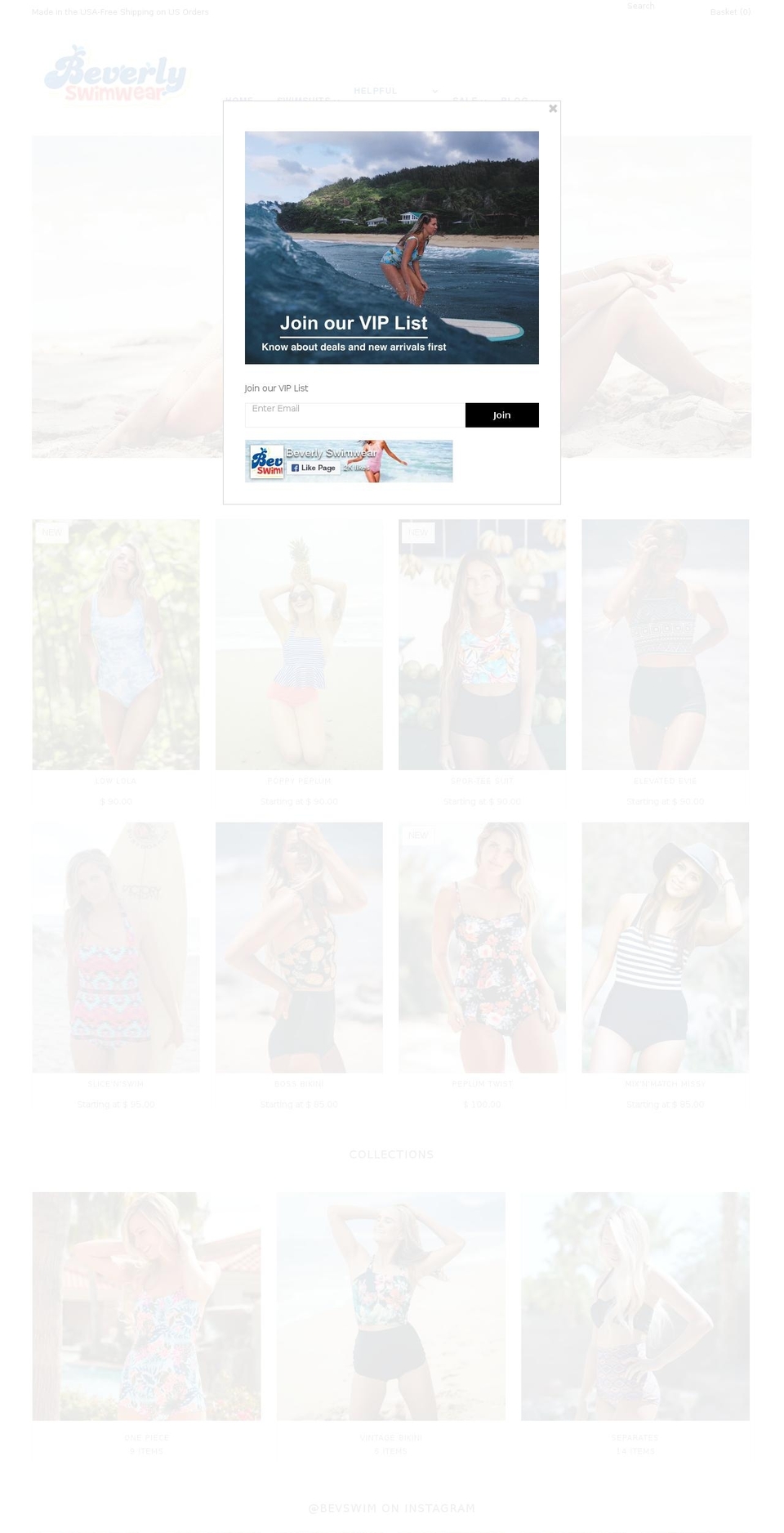 bevswim.com shopify website screenshot