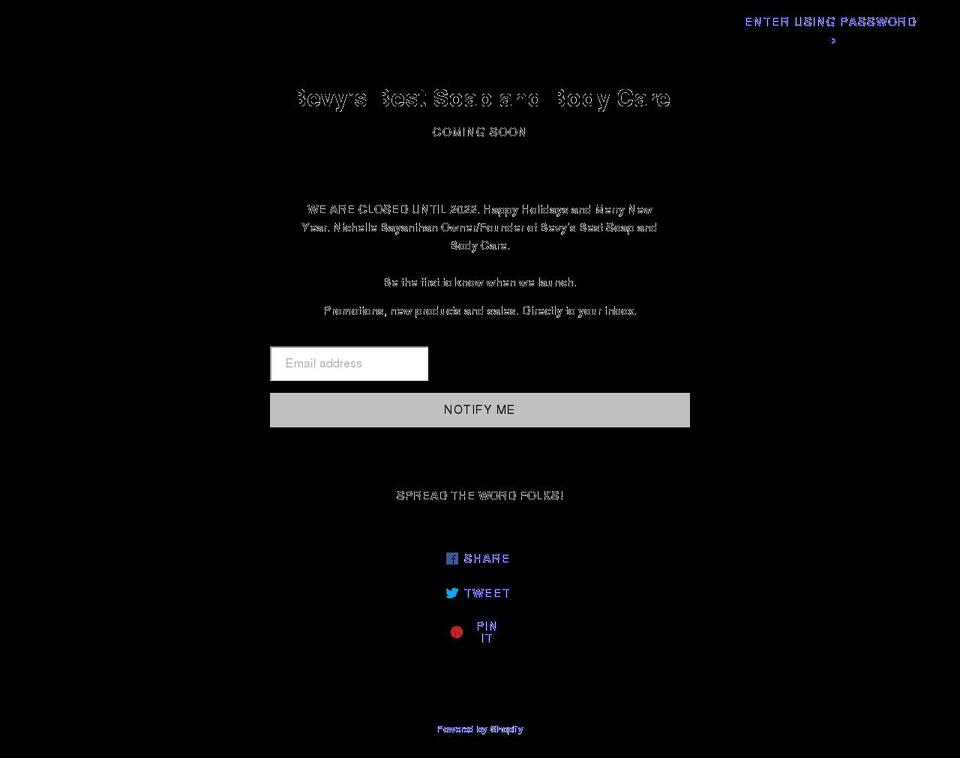 bevysbestsoapandbodycare.com shopify website screenshot