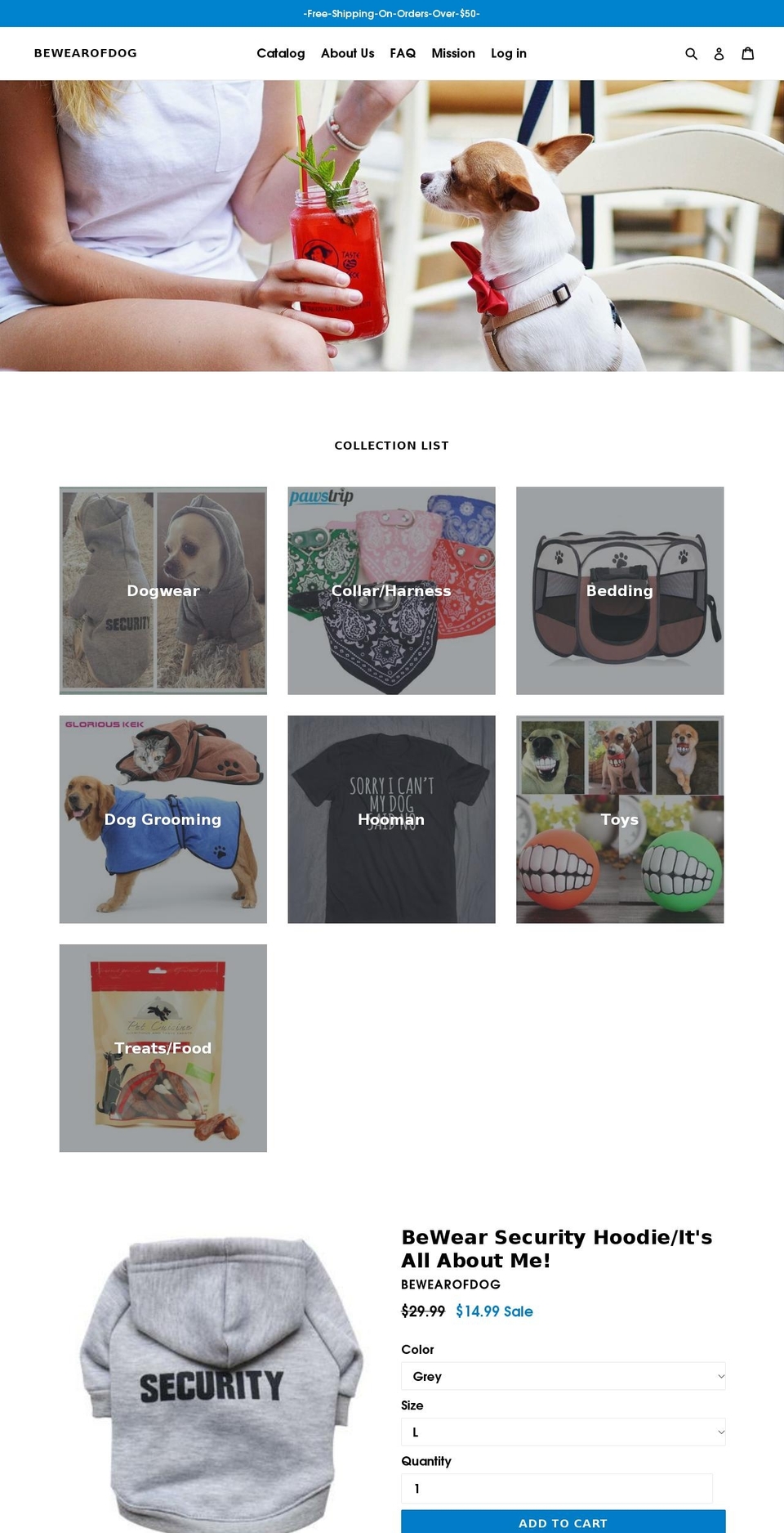 bewearofdog.com shopify website screenshot