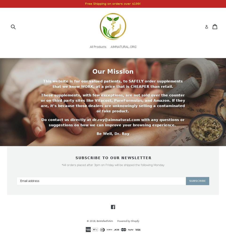 bewellwithaim.com — Shopify storefront screenshot