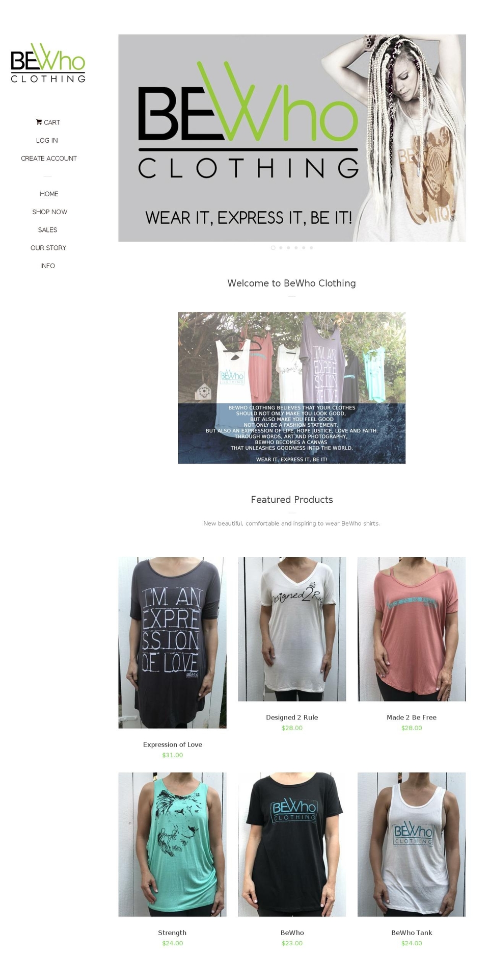 bewhoclothing.com — Shopify storefront screenshot