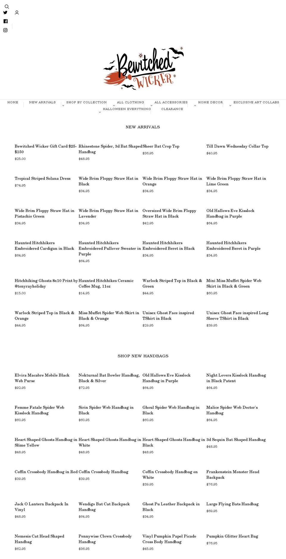 bewitchedwicker.com shopify website screenshot