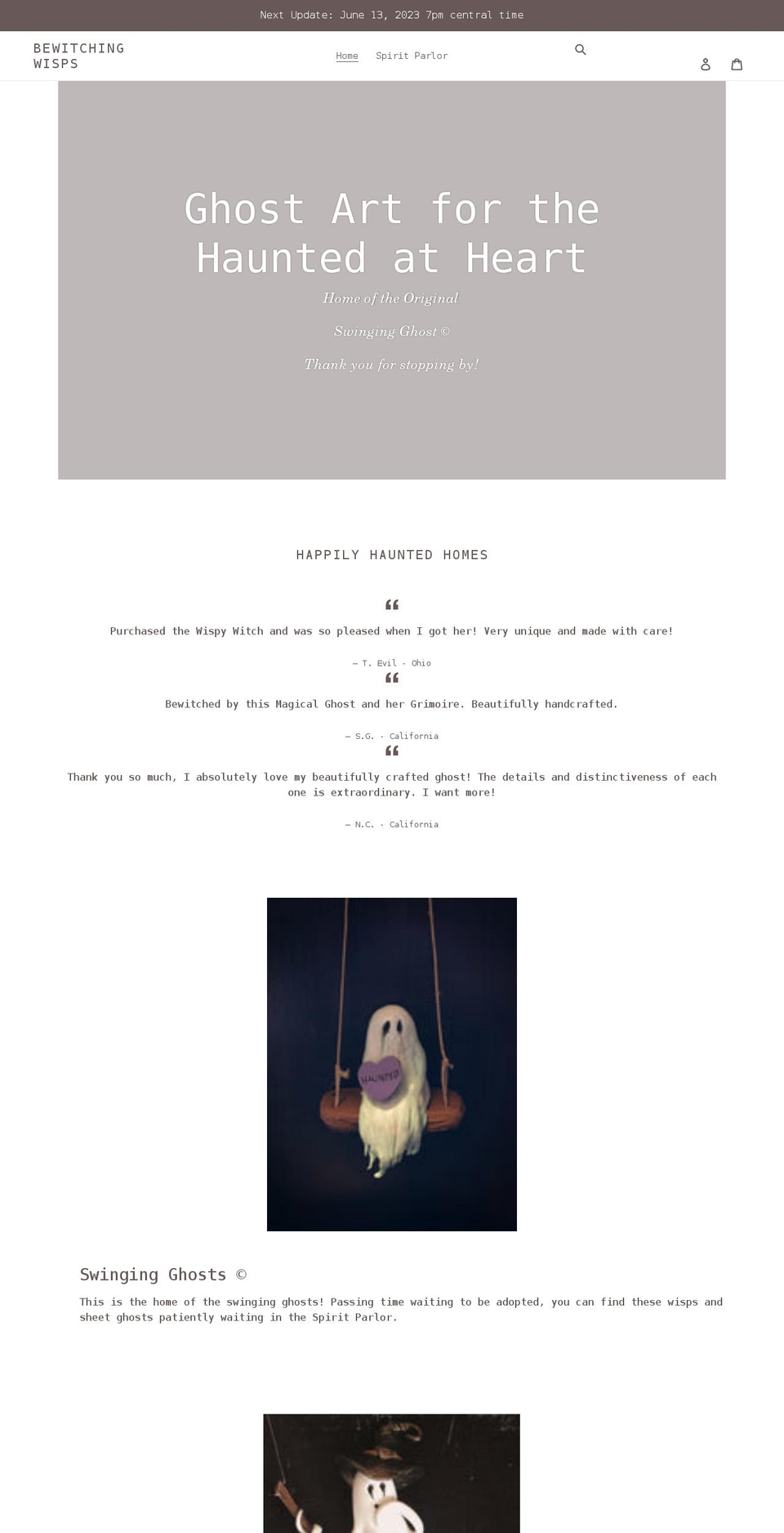 bewitchingwisps.com shopify website screenshot