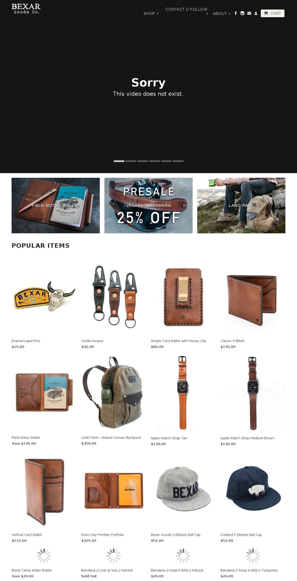 bexargoods.com shopify website screenshot