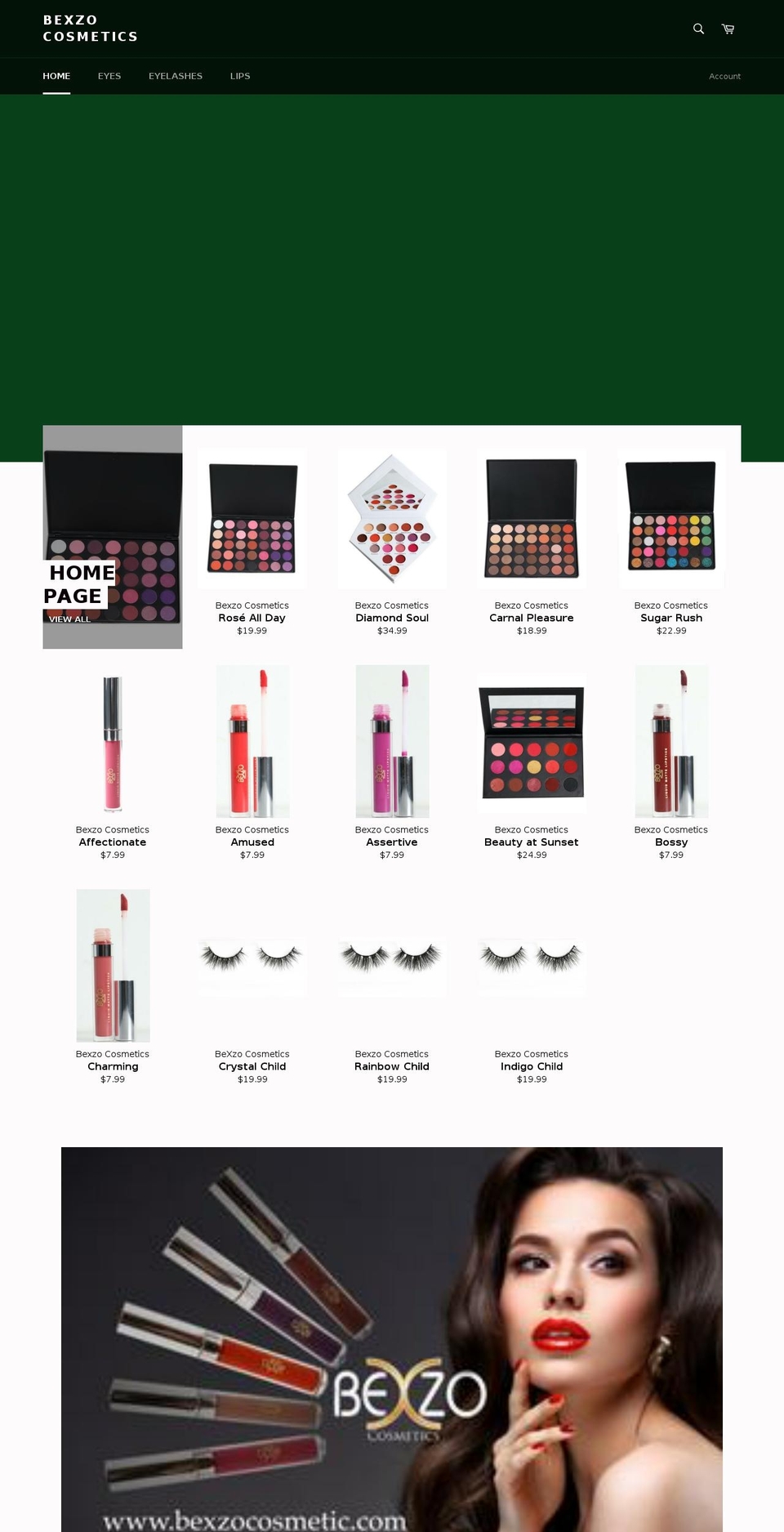 bexzocosmetics.com — Shopify storefront screenshot