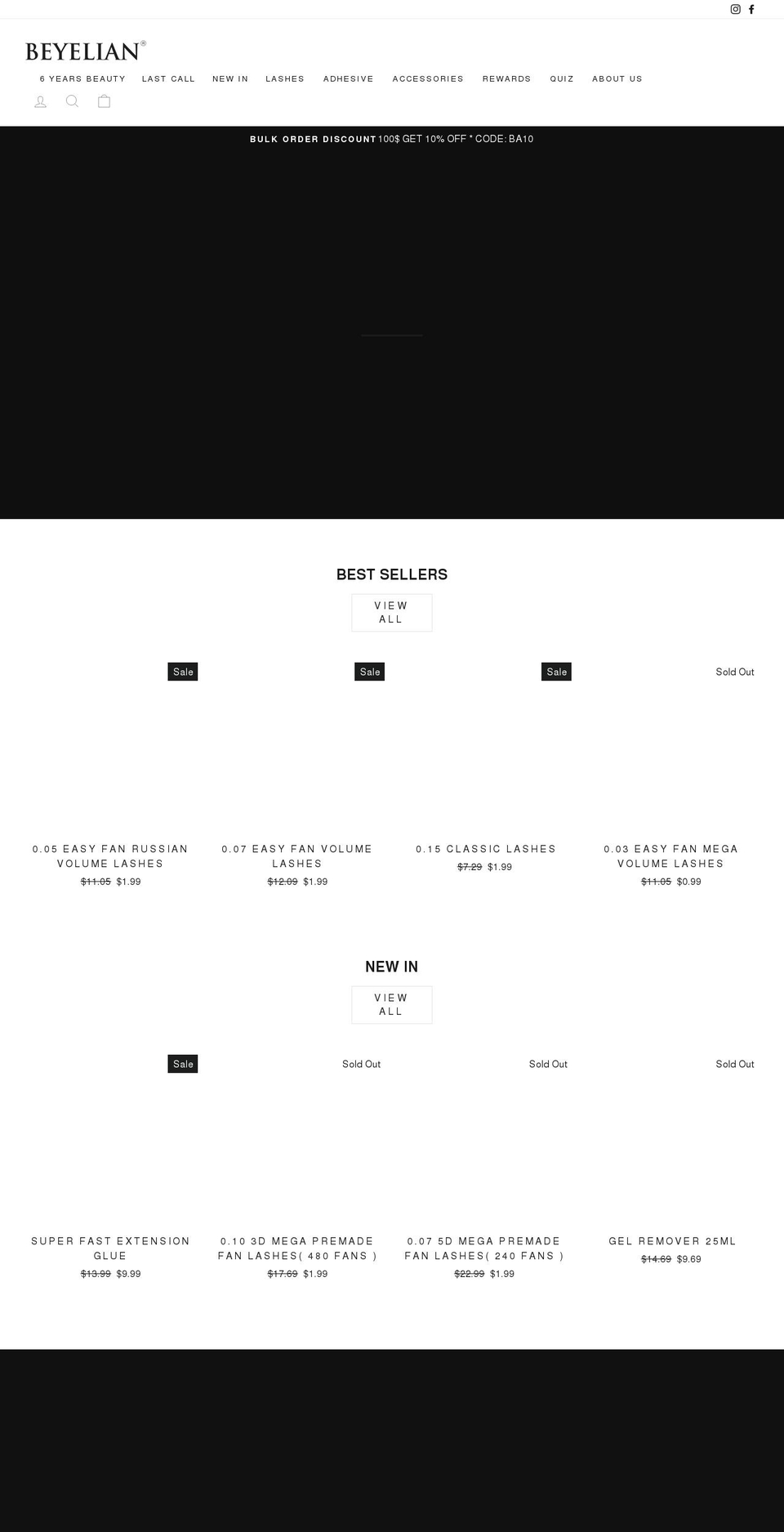 beyelianlashes.com shopify website screenshot