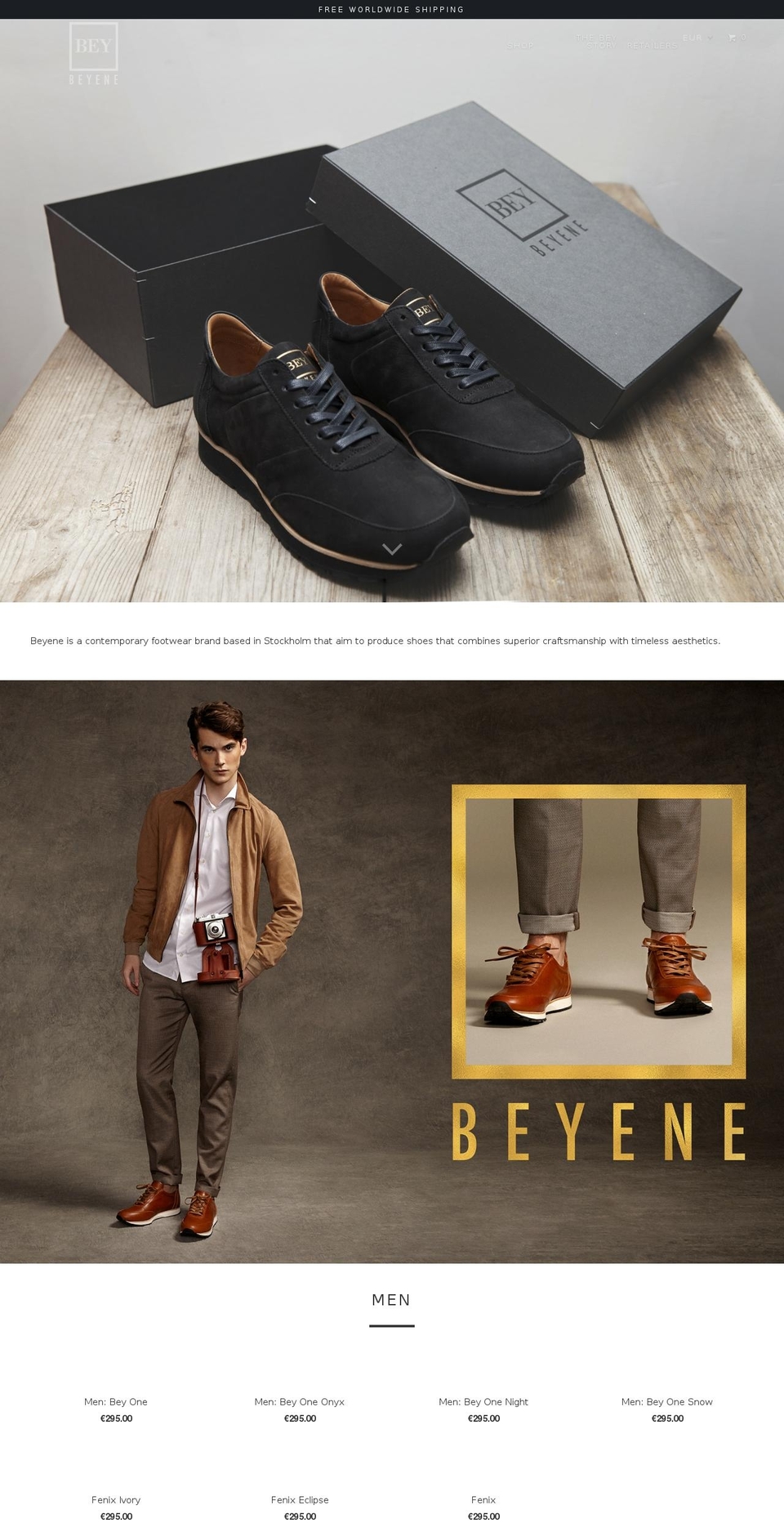beyeneshoes.com shopify website screenshot
