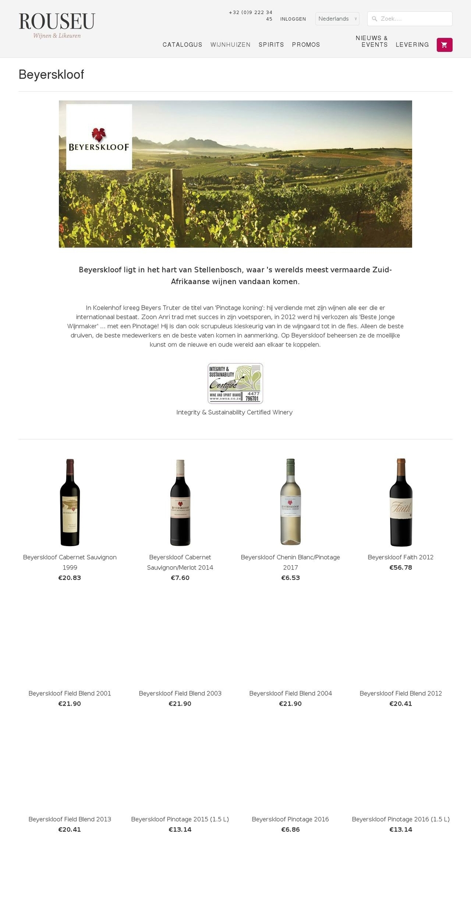 beyerskloof.nl shopify website screenshot