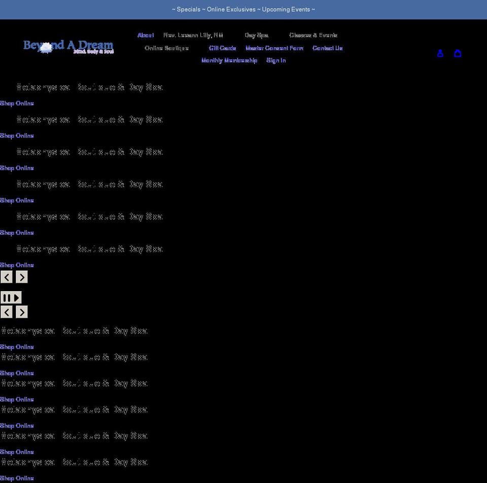 beyondadreamllc.com shopify website screenshot