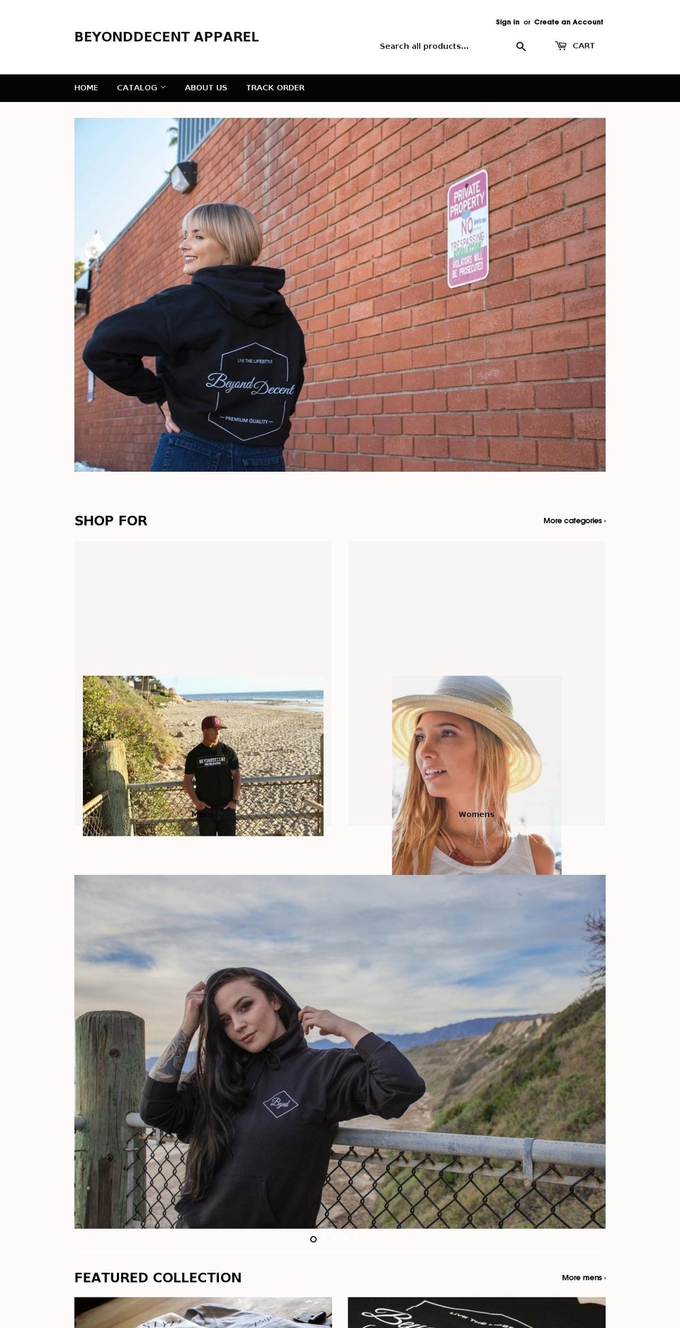 beyonddecentapparelco.com shopify website screenshot
