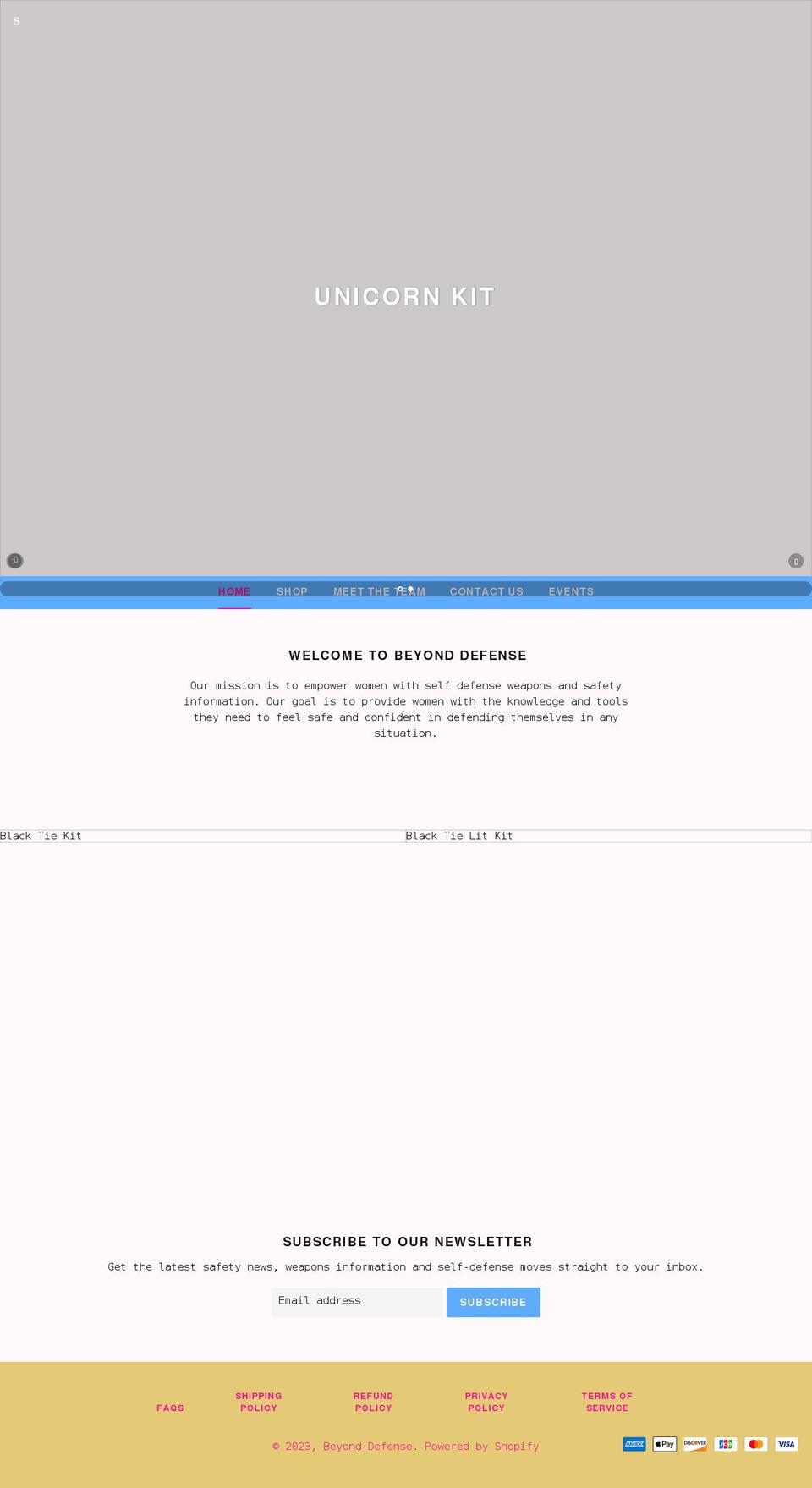 beyonddefense.net shopify website screenshot