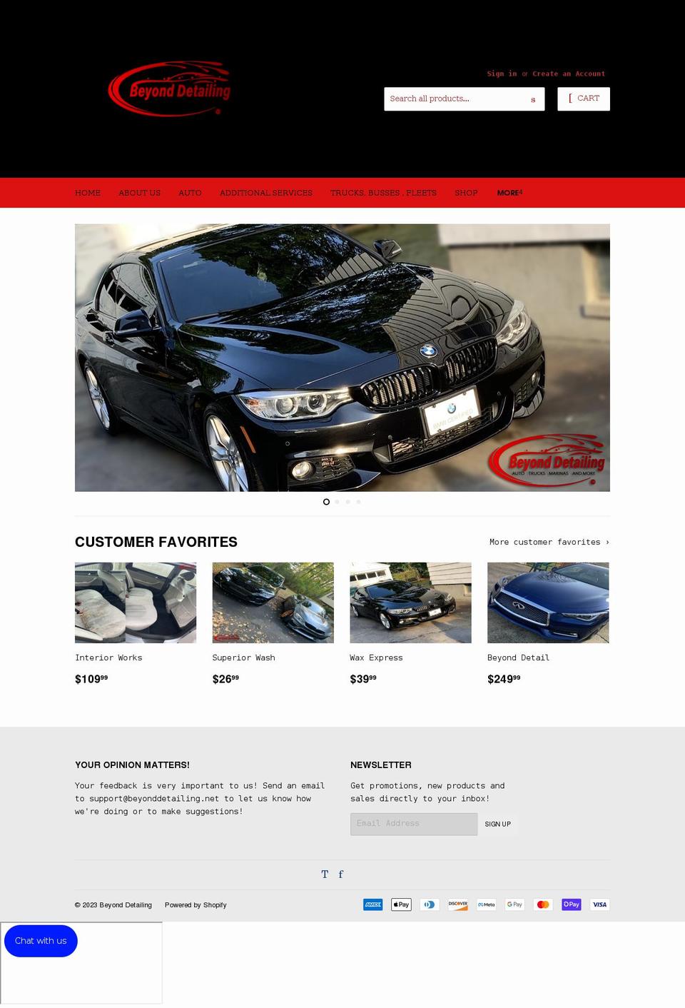 beyonddetailing.net shopify website screenshot