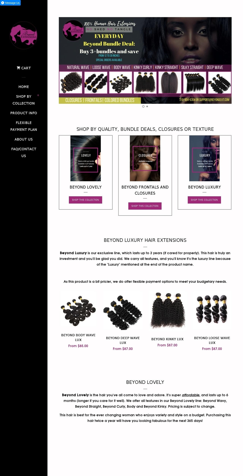 beyondext.com — Shopify storefront screenshot