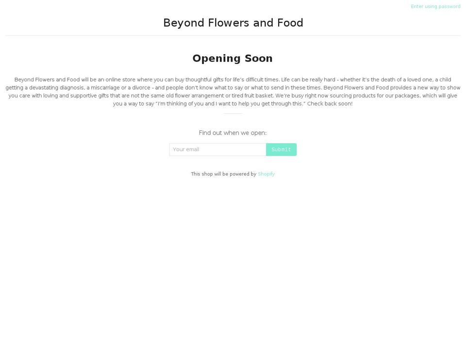 beyondflowersandfood.com shopify website screenshot