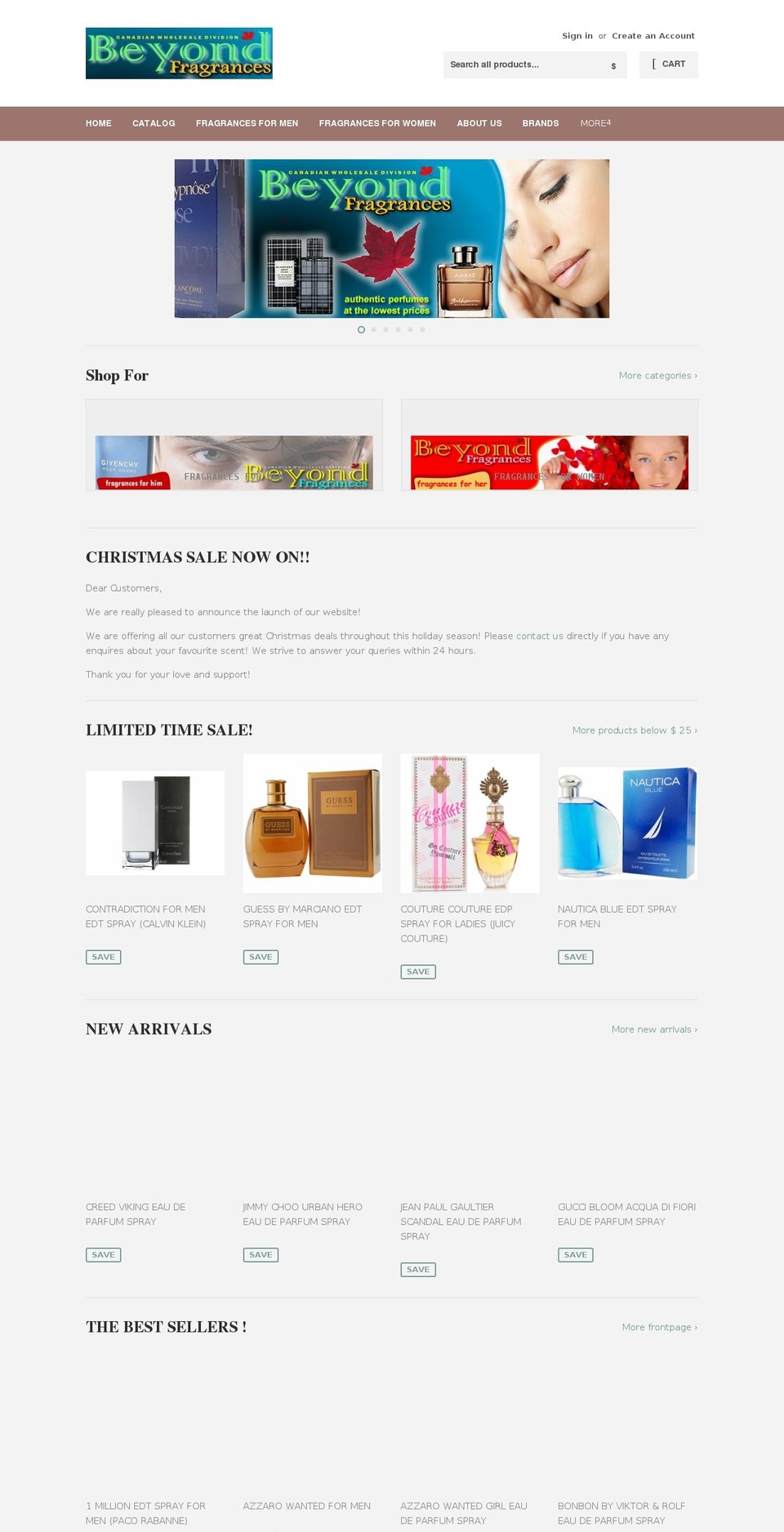 beyondfragrances.com shopify website screenshot