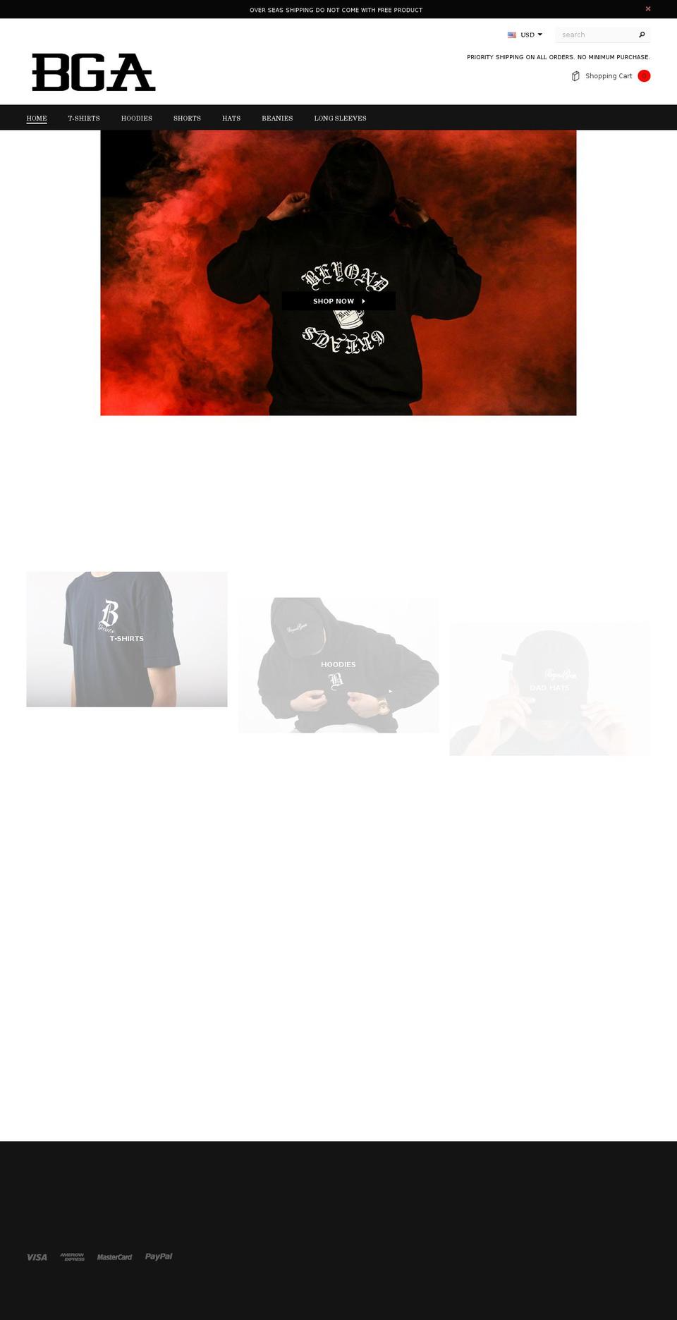 beyondgreatsapparel.com shopify website screenshot