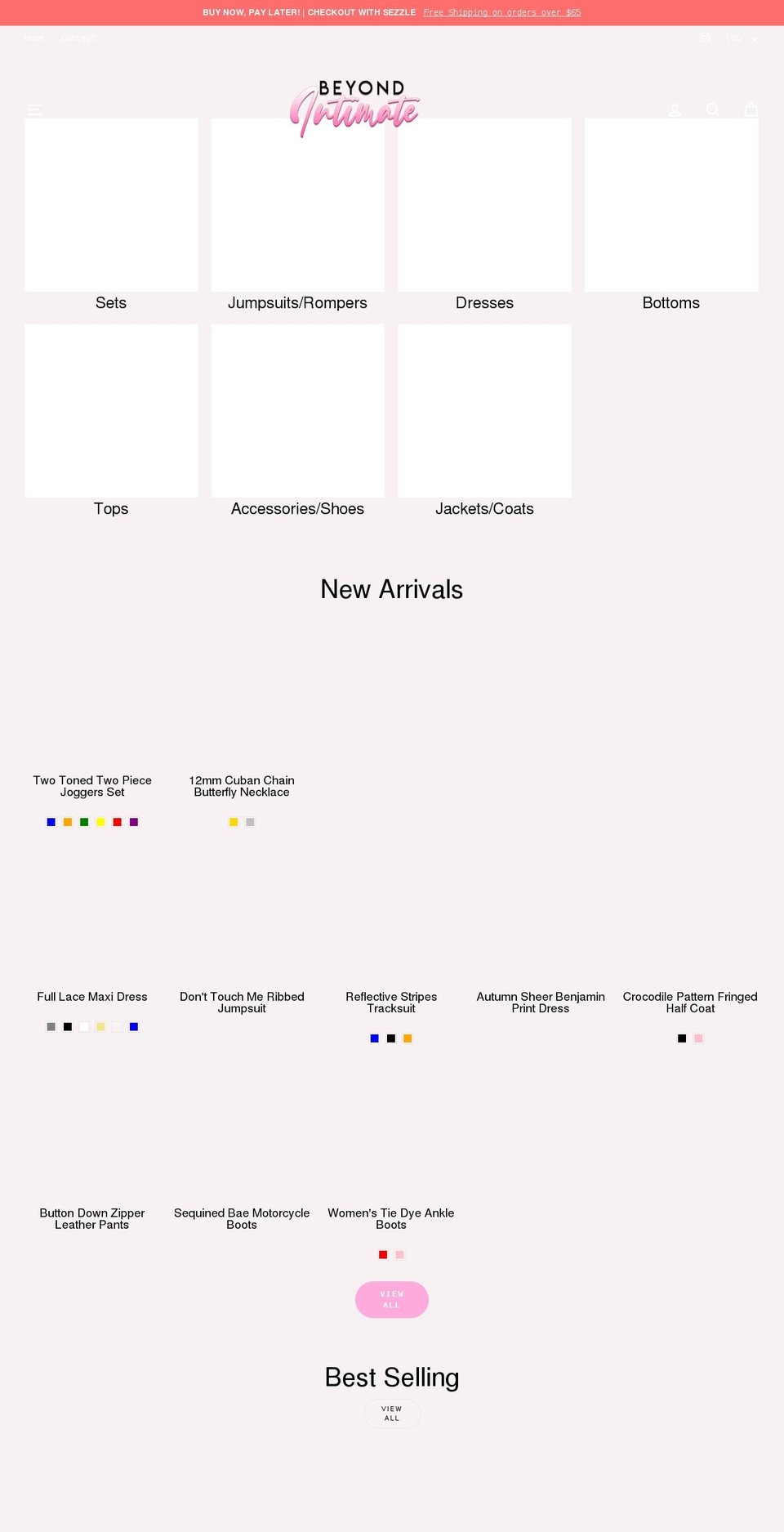 beyondintimate.com shopify website screenshot