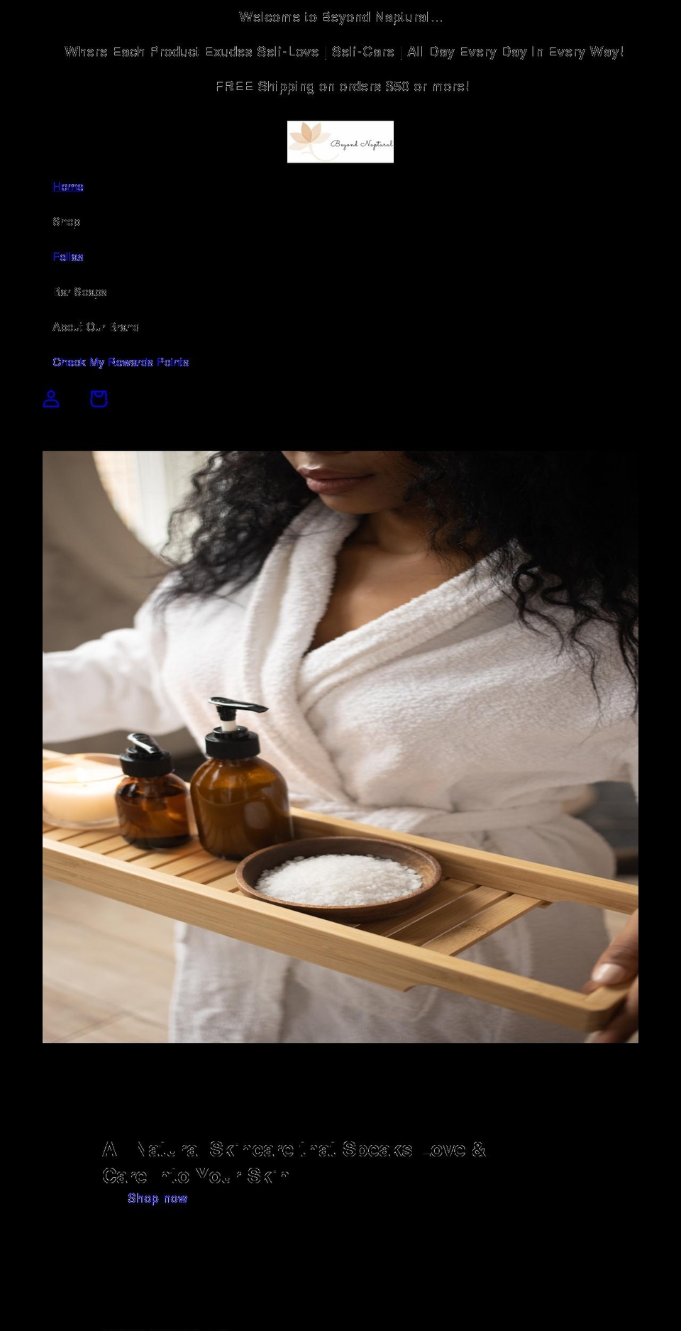 beyondnaptural.com shopify website screenshot