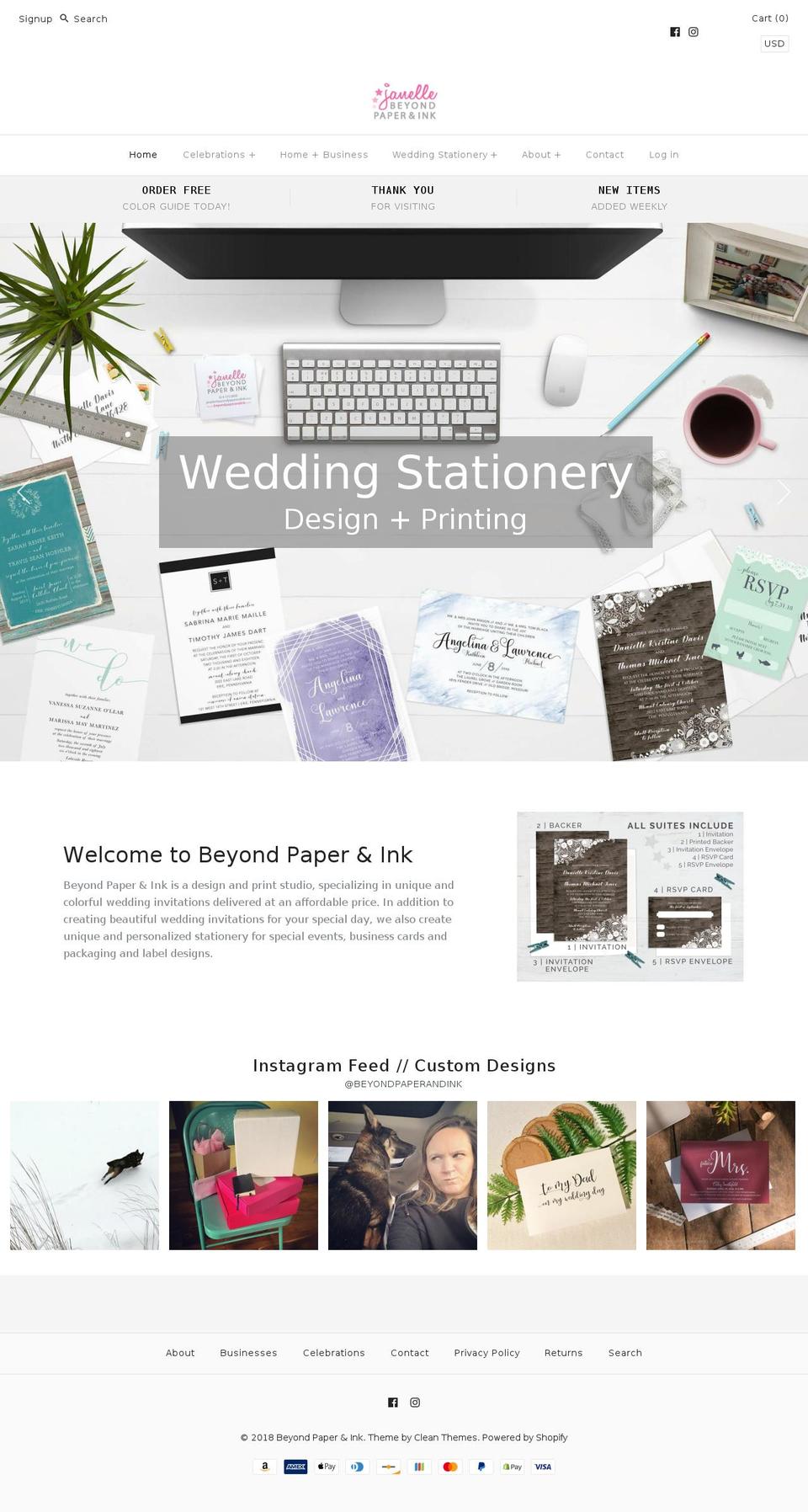 beyondpaperandink.com shopify website screenshot