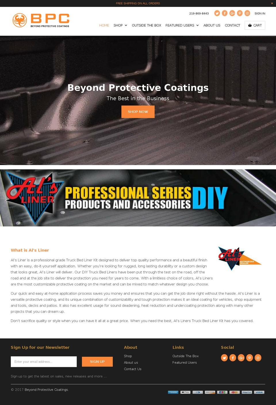 beyondprotectivecoatings.com shopify website screenshot