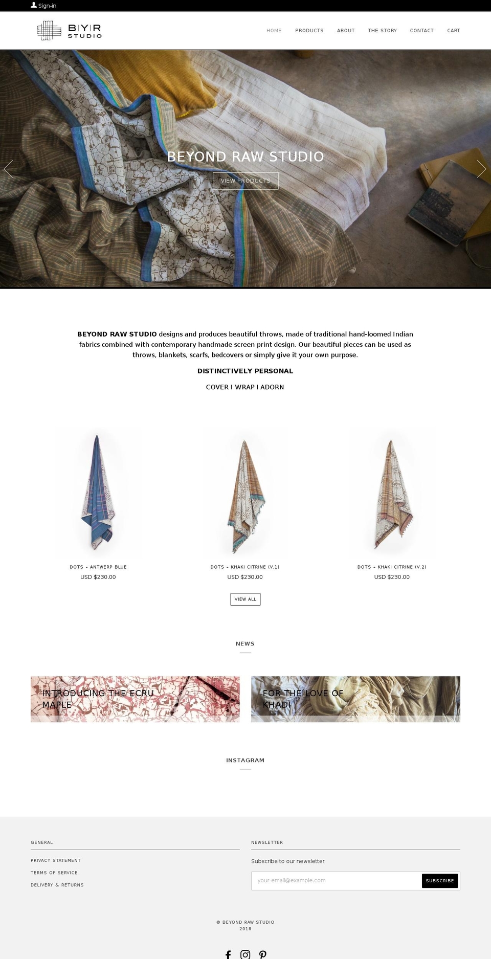 beyondrawstudio.com — Shopify storefront screenshot
