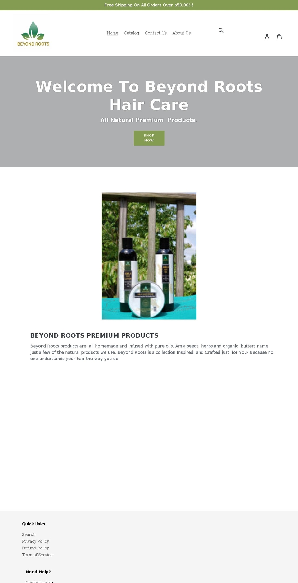 beyondrootshaircare.com shopify website screenshot