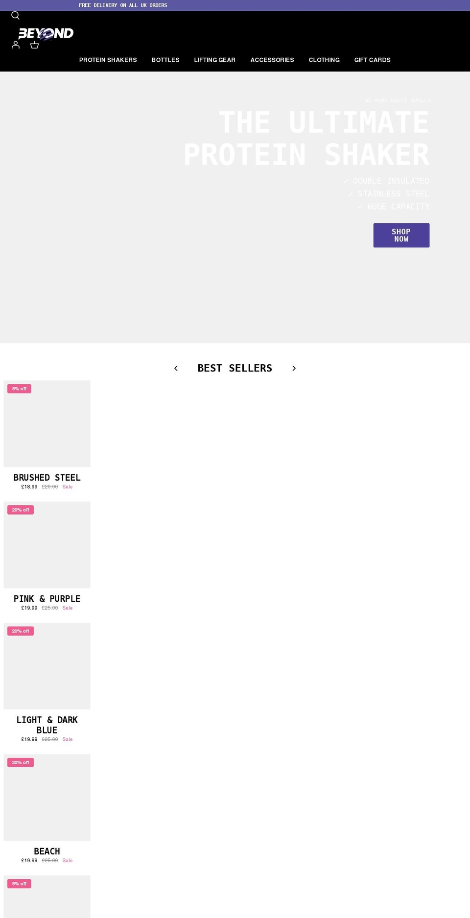 beyondshakers.com shopify website screenshot