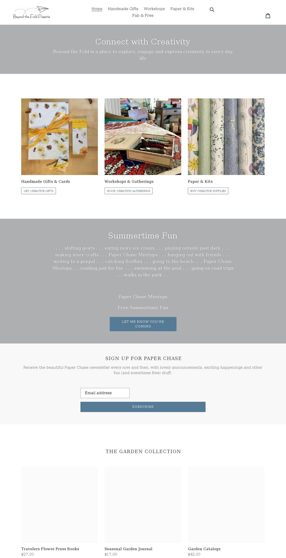 beyondthefoldpaperie.com shopify website screenshot