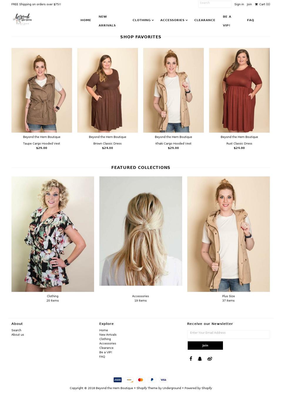 beyondthehem.com — Shopify storefront screenshot