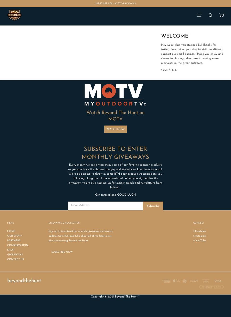 beyondthehunt.com shopify website screenshot