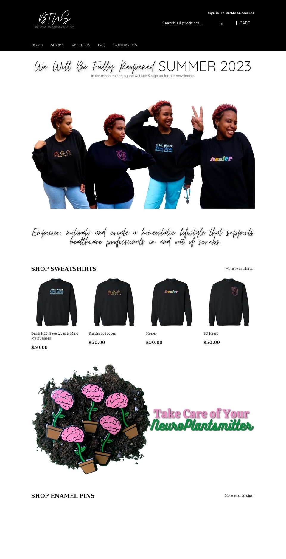 beyondthenursestation.com shopify website screenshot