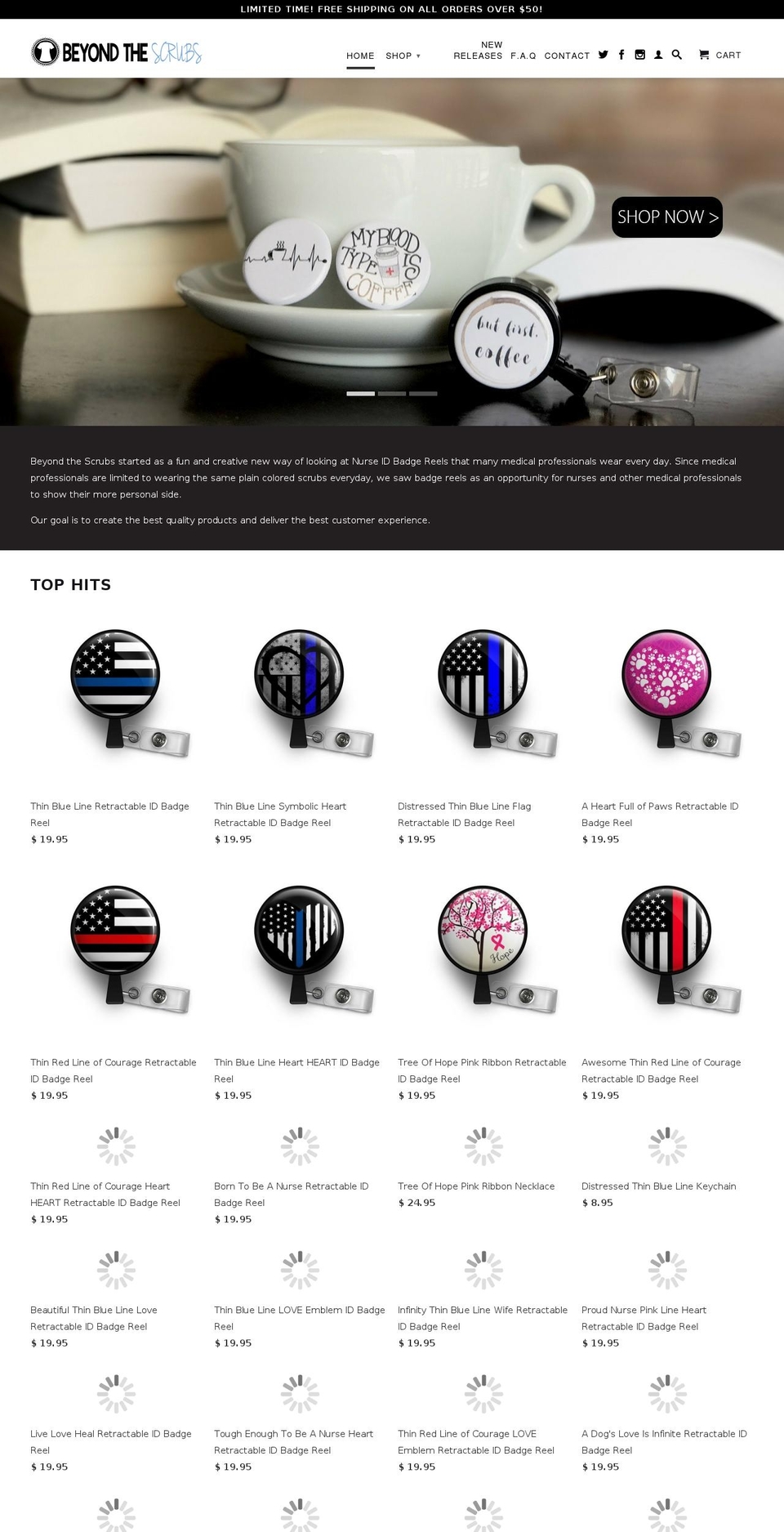 beyondthescrubs.com shopify website screenshot