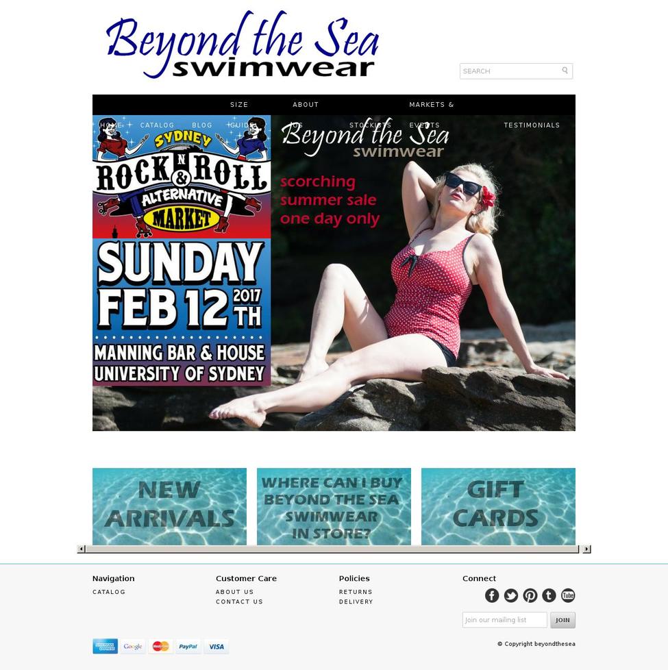 beyondtheseaswimwear.com shopify website screenshot