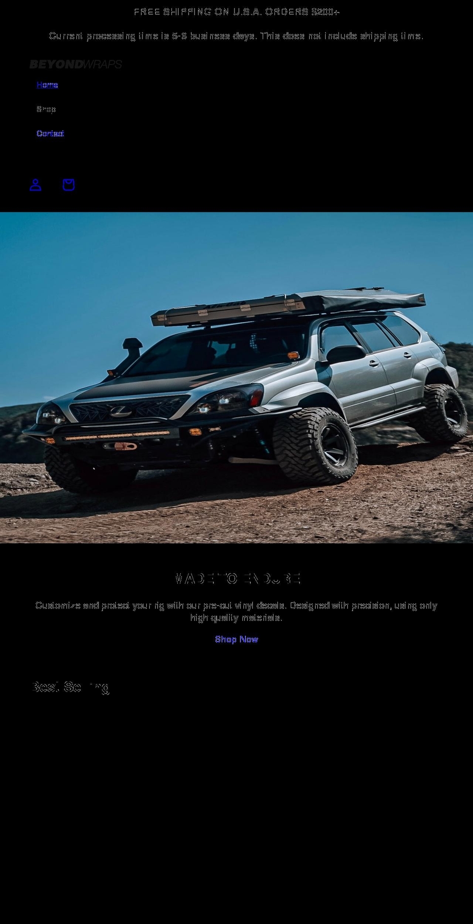 beyondwraps.com shopify website screenshot