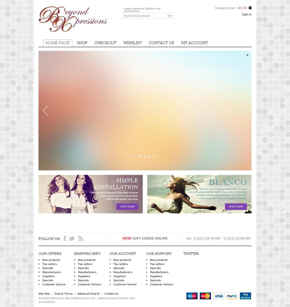 beyondxpressions.com shopify website screenshot