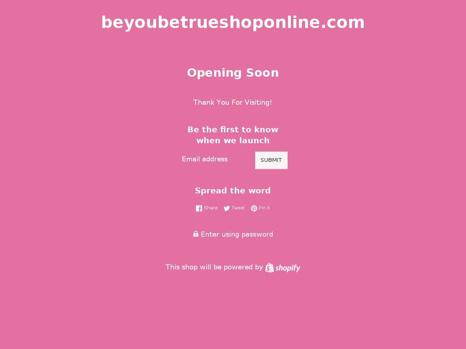 beyoubetrueshoponline.com — Shopify storefront screenshot
