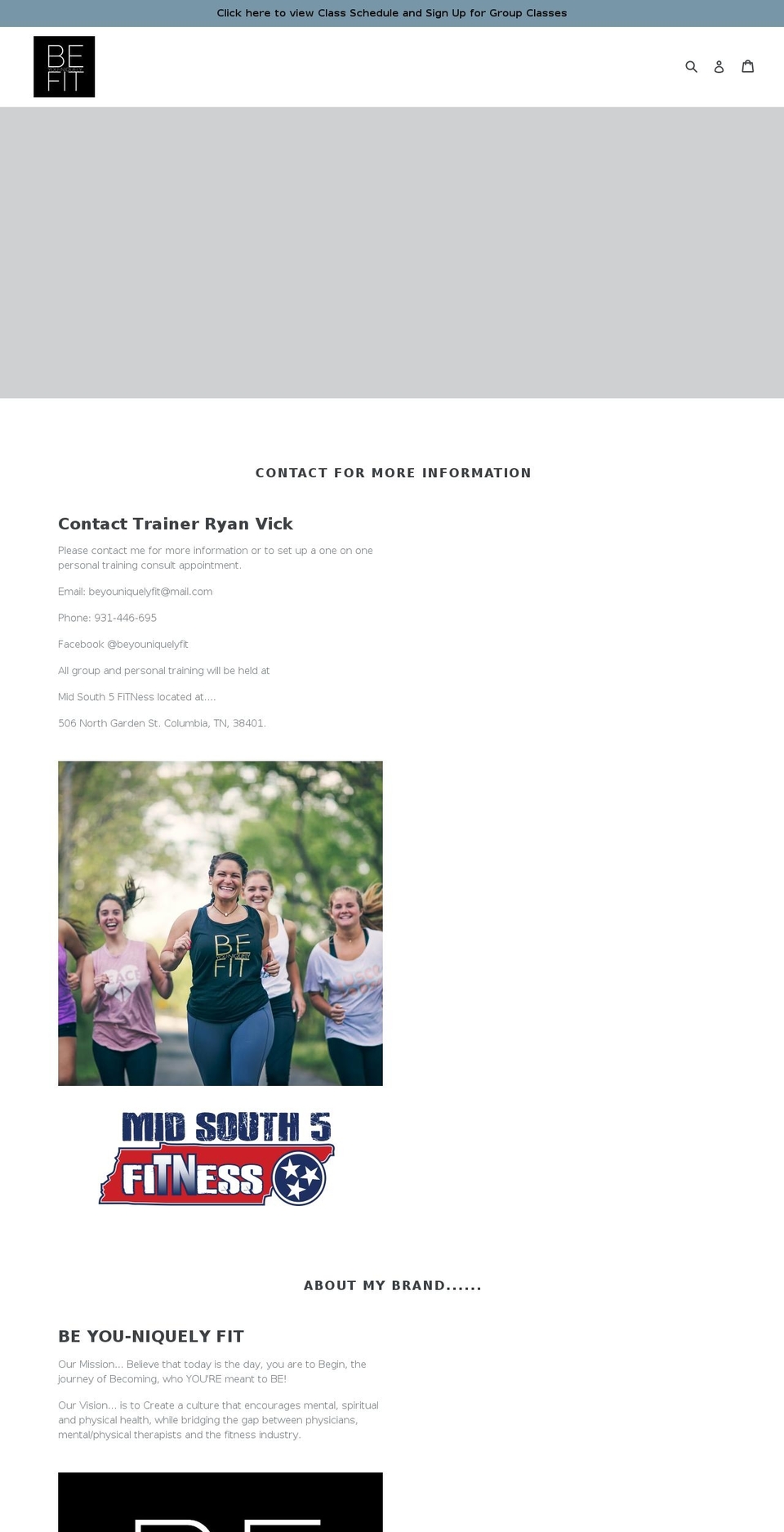 beyouniquelyfit.com — Shopify storefront screenshot