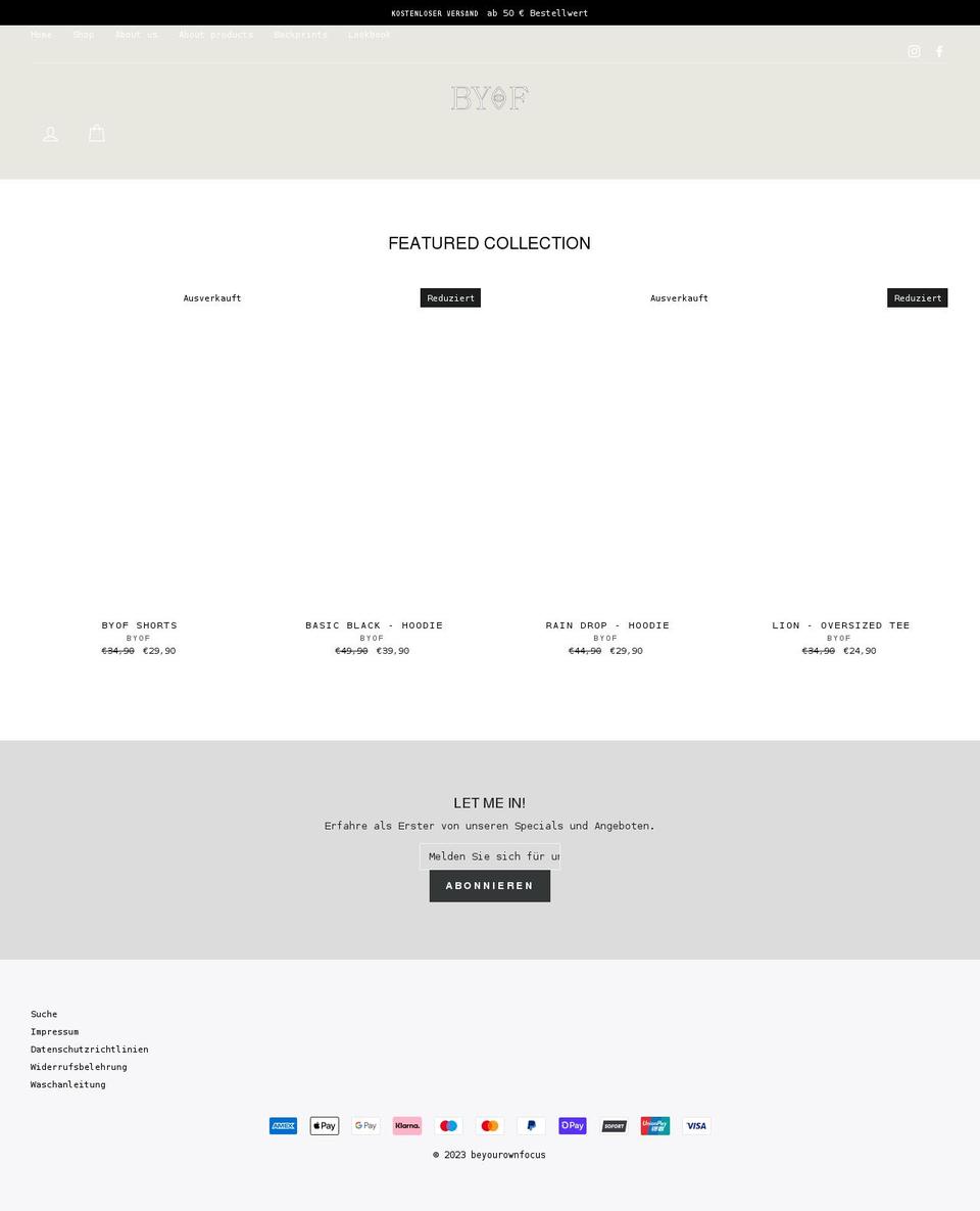 beyourownfocus.de shopify website screenshot