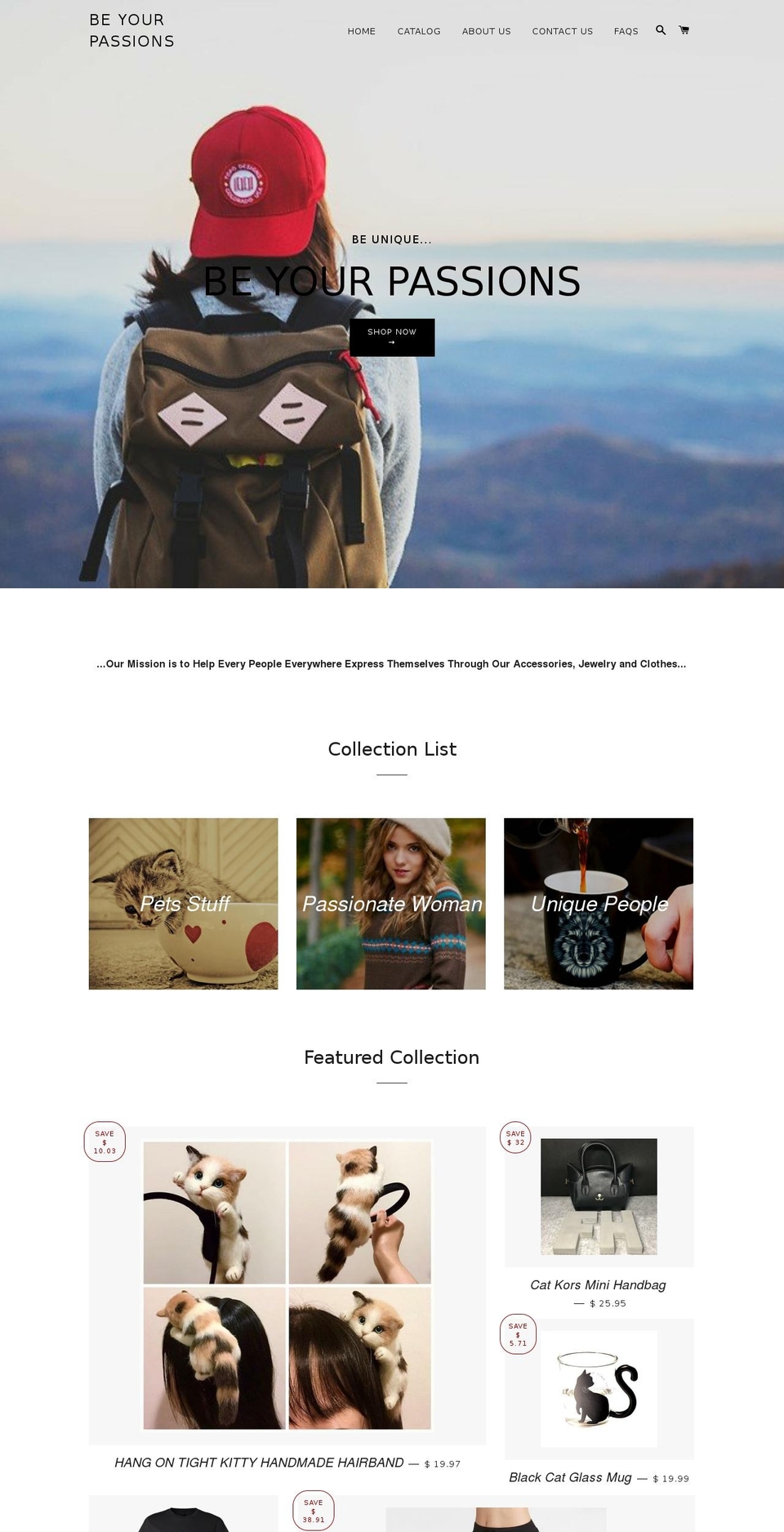 beyourpassions.com shopify website screenshot