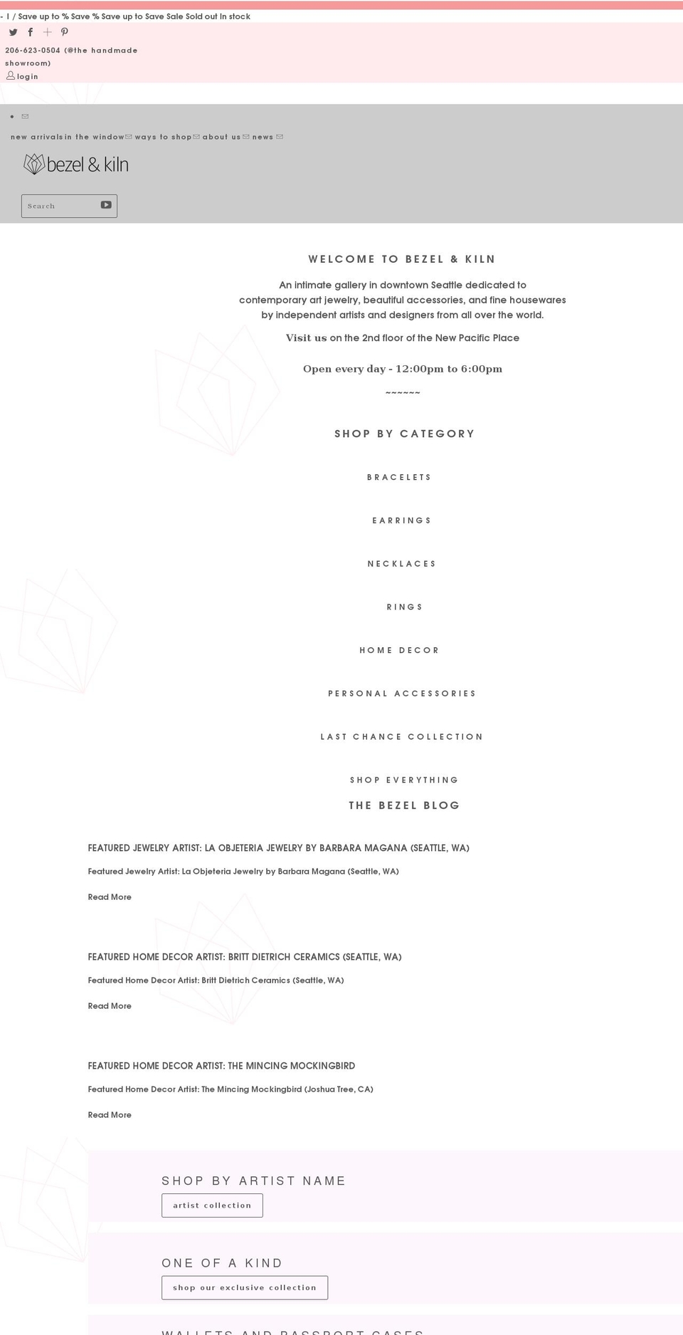 bezelandkiln.com shopify website screenshot